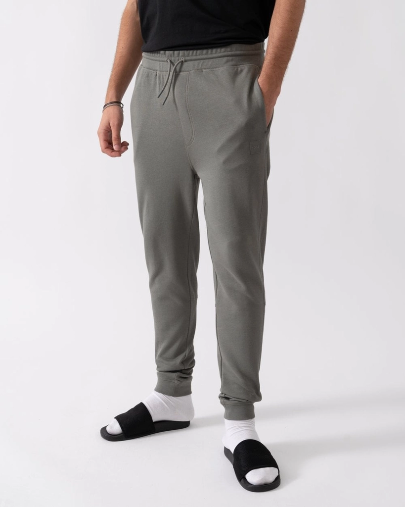 Hugo Boss Sestart Mens Cotton-Terry Tracksuit Bottoms With Logo Patch A/W 24 - Grey - Size X-Large